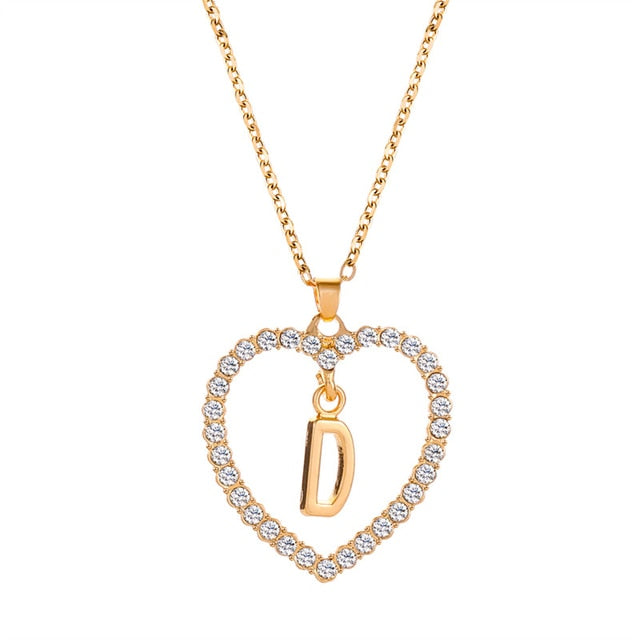 Letter Heart Pendant Initials Necklace