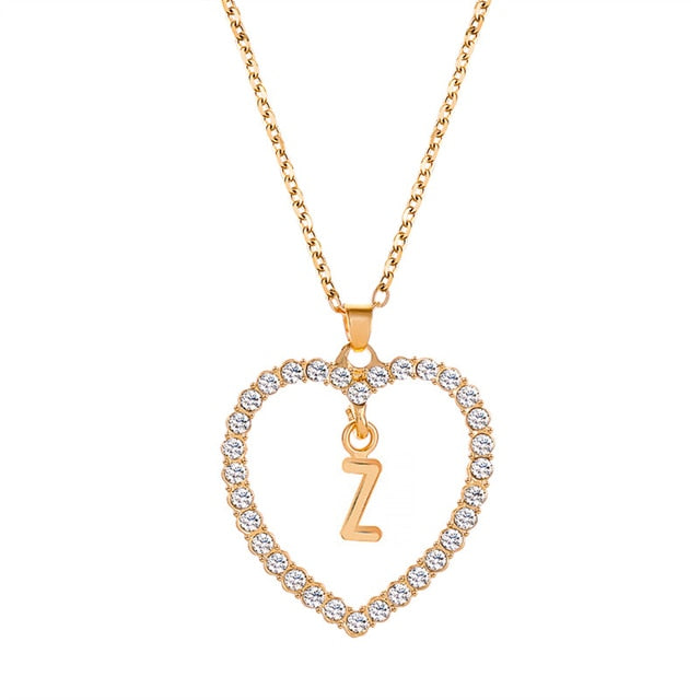 Letter Heart Pendant Initials Necklace